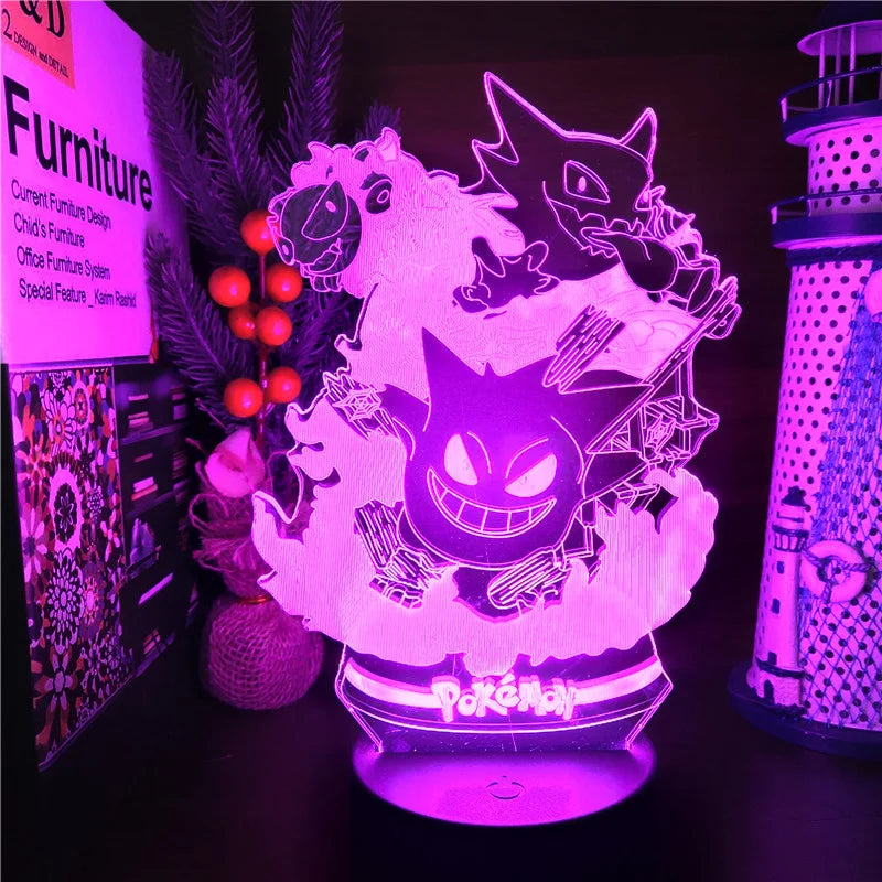 Pokemon Gengar Haunter Gastly 3D Lamp Anime